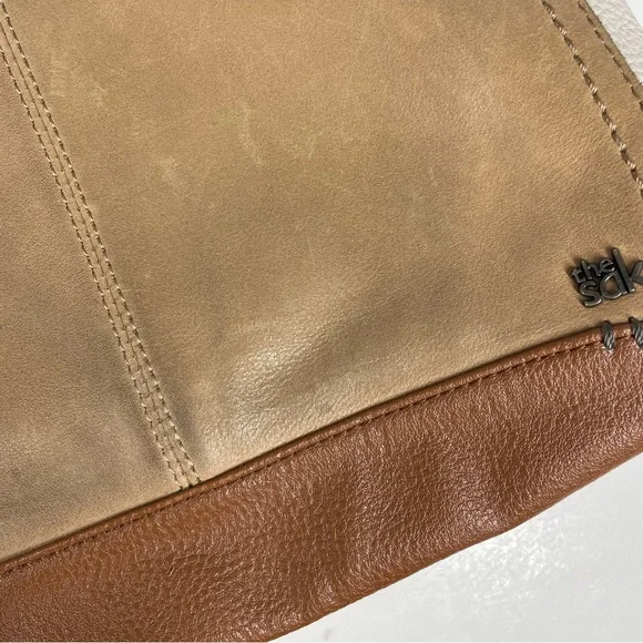 The Sak Camila Leather Multi Color Crossbody Handbag Purse Bag White Tan Brown - Picture 7 of 8